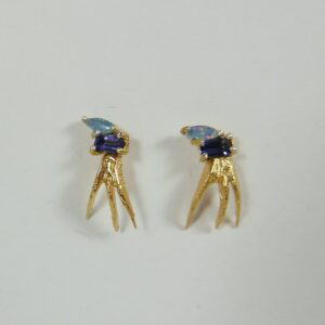 Handgemaakte organische oorbellen in sterling zilver of verguld zilver, natuur geïnspireerd